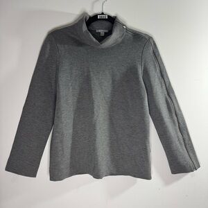 COS Funnel Neck Top Gray Exposed Zip Minimalist Long Sleeve US 6 Modern Workwear